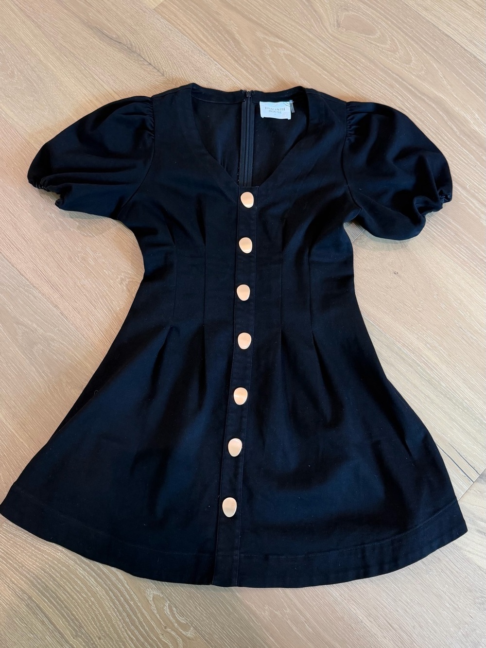 Tuckernuck Black Mini Dress with Gold Buttons